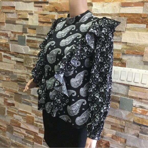 TED BAKER Paisley Frill ruffle High neck Blouse - Picture 5 of 10